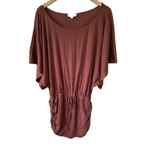 Mable Oversized Dolman Side Ruched Waist Drawstrings Manhattan Knit Dress M
